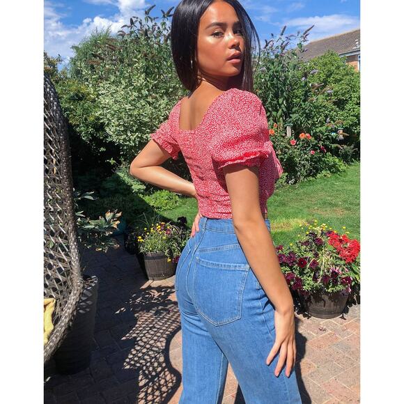 & Other Stories Viscose Floral Print Cropped Tie Front Top Size 4 - Picture 2 of 8